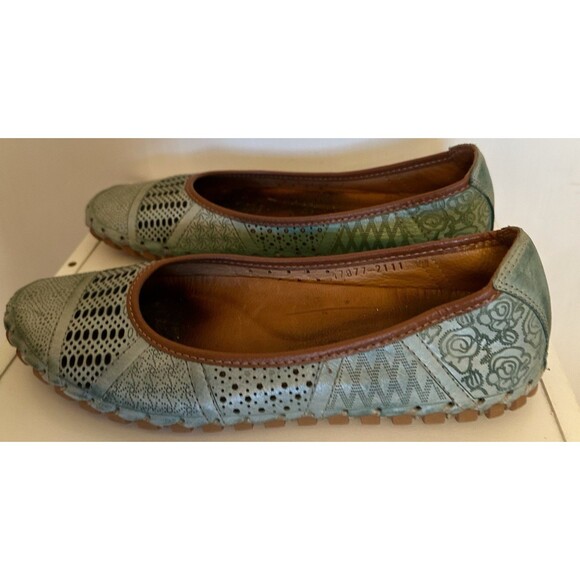 Spring Step Teal Patchwork Leather Flats EU 41 US 10 Comfort Shoes - Picture 3 of 8
